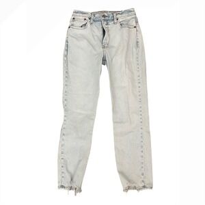 Abercrombie & Fitch The Mom High Rise Jeans Light Wash Raw Hem Size 27 4R